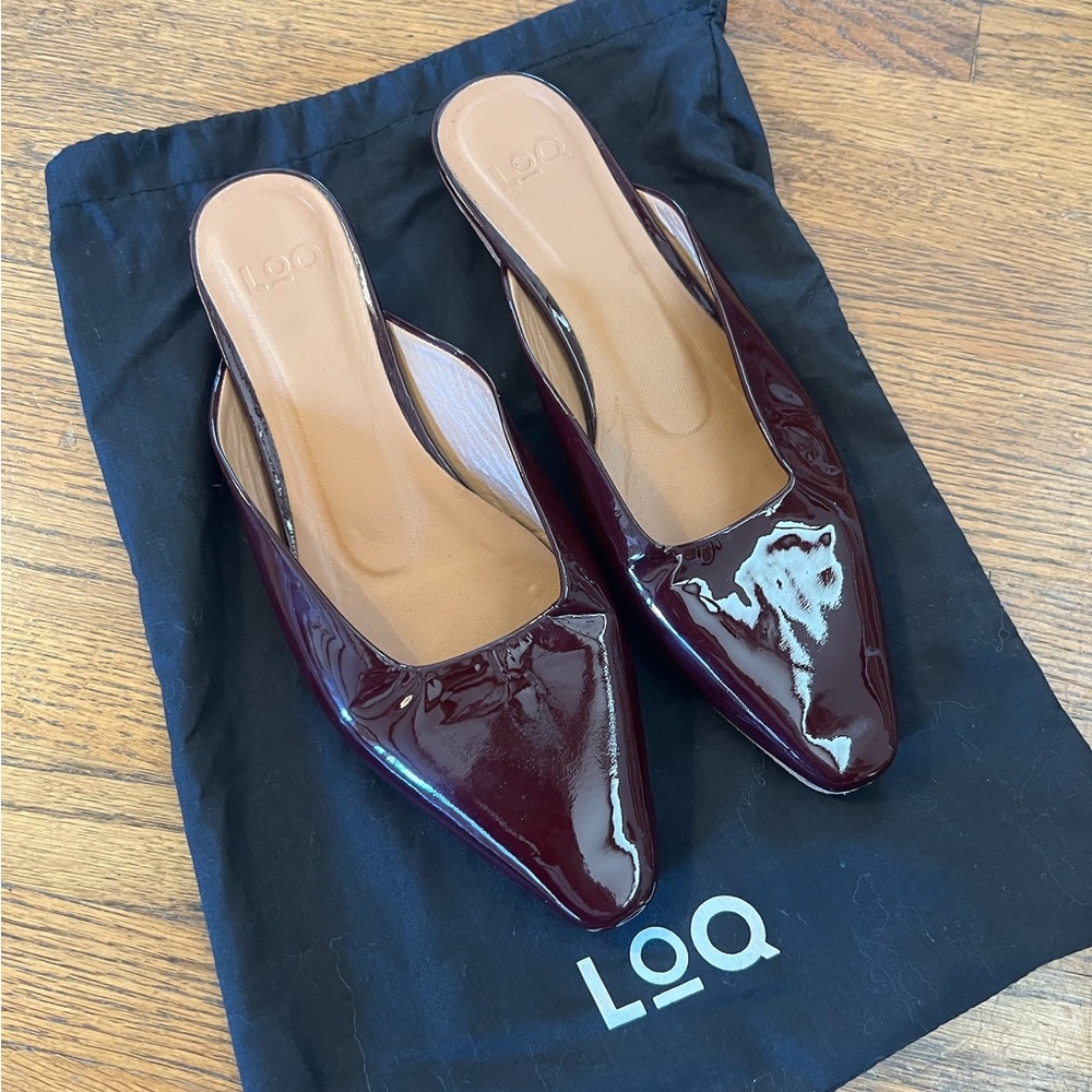 LOQ Dark Red Patent Leather Mules Size 37